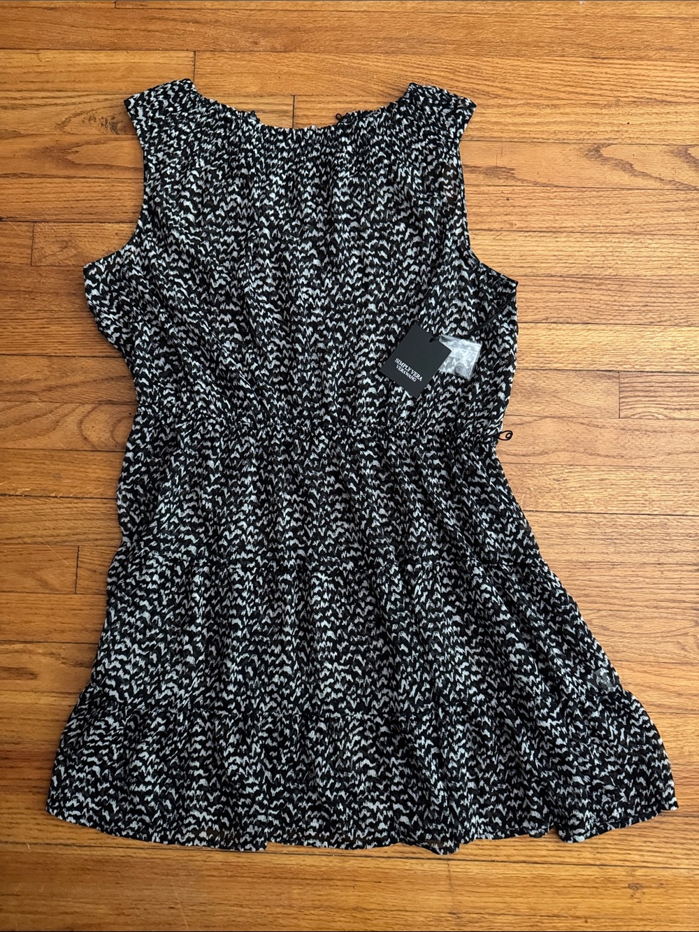 Vera Wang Sleeveless Black & White Printed Day Dress NWT